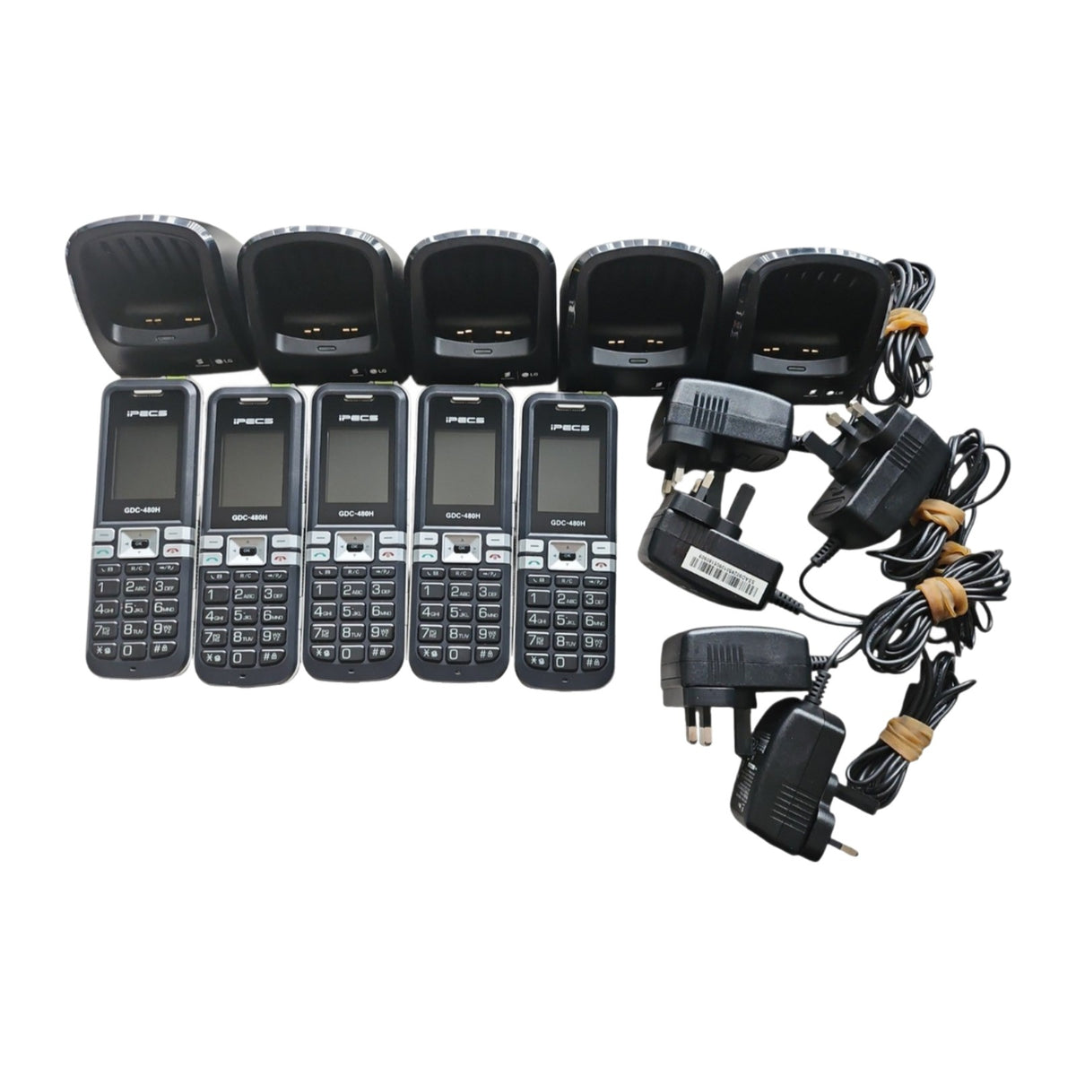 5 x Ericsson-LG iPECS GDC-480H DECT Handset Job Lot + Chargers Batteries Leads
