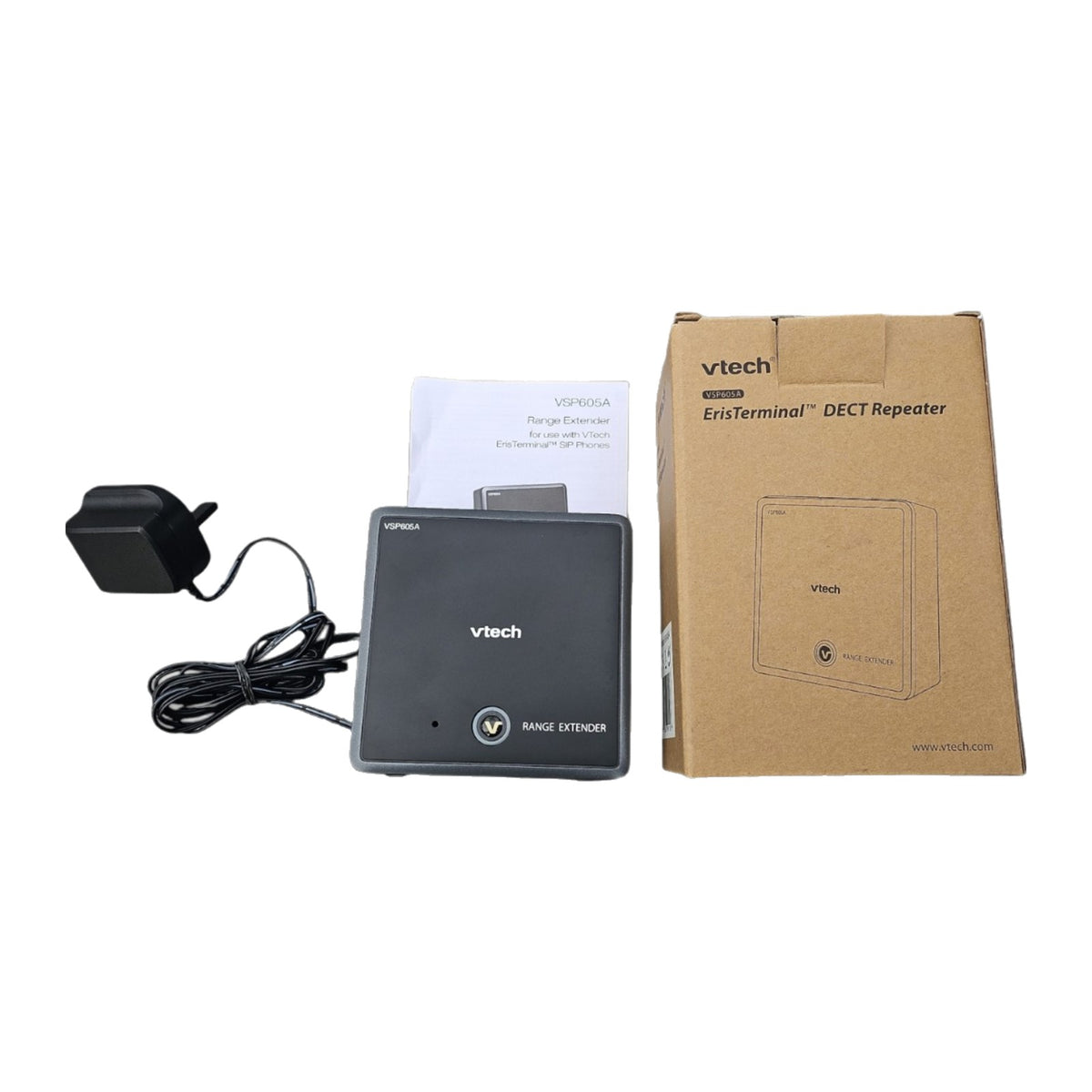 VTech VSP605A ErisTerminal SIP DECT Repeater Range Extender PSU, User Guide/Box